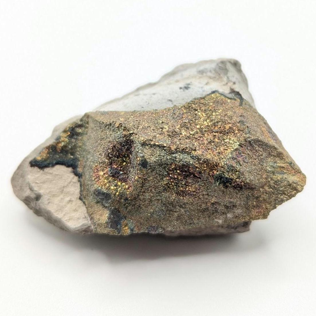 30g Iridescent Rainbow Pyrite on Sedimentary Concretion Matrix - Natural Rainbow Pyrite Crystal - Volga River, Ulyanovsk, Russia