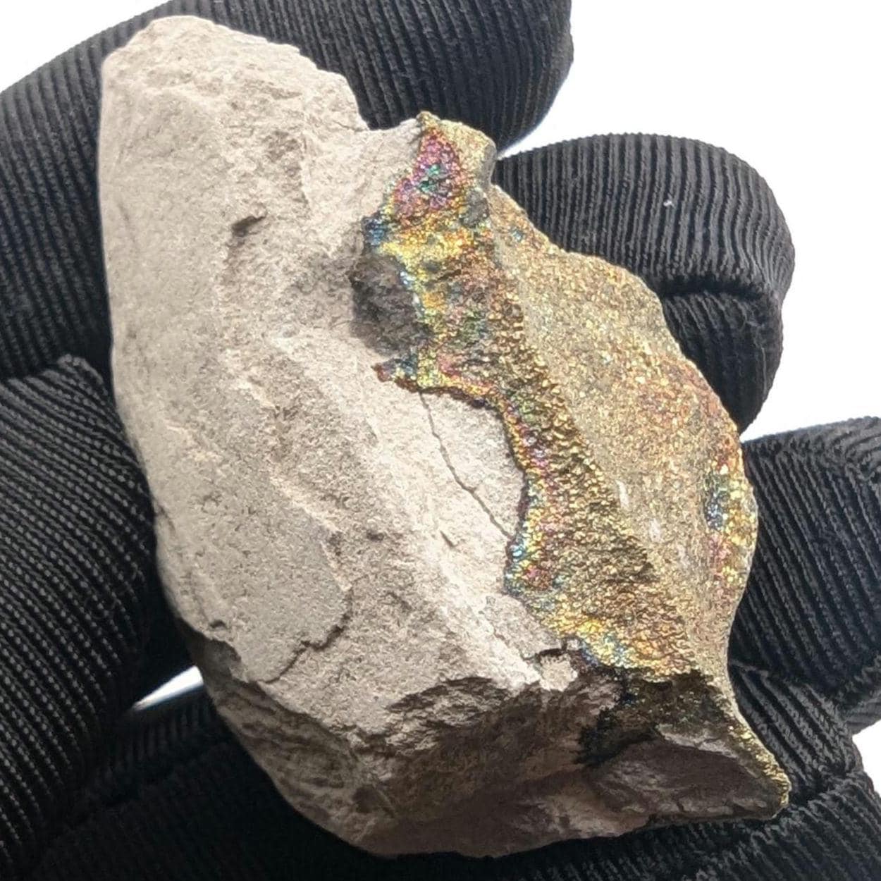 30g Iridescent Rainbow Pyrite on Sedimentary Concretion Matrix - Natural Rainbow Pyrite Crystal - Volga River, Ulyanovsk, Russia