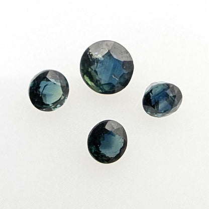 1.10 ct (4 pieces) Round Blue Sapphires - Brilliant Cut Sapphires - 3 to 4mm Sapphires - Loose Faceted Gemstones - Madagascar