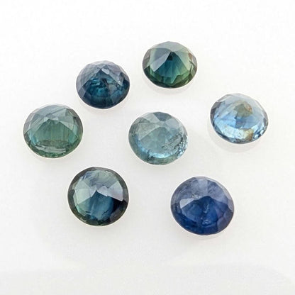 3.90 ct (7 pieces) Round Blue Sapphires - Brilliant Cut Sapphires - 5mm Sapphires - Loose Faceted Gemstones - Madagascar