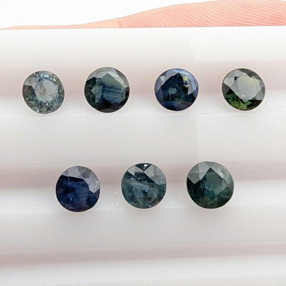 3.90 ct (7 pieces) Round Blue Sapphires - Brilliant Cut Sapphires - 5mm Sapphires - Loose Faceted Gemstones - Madagascar