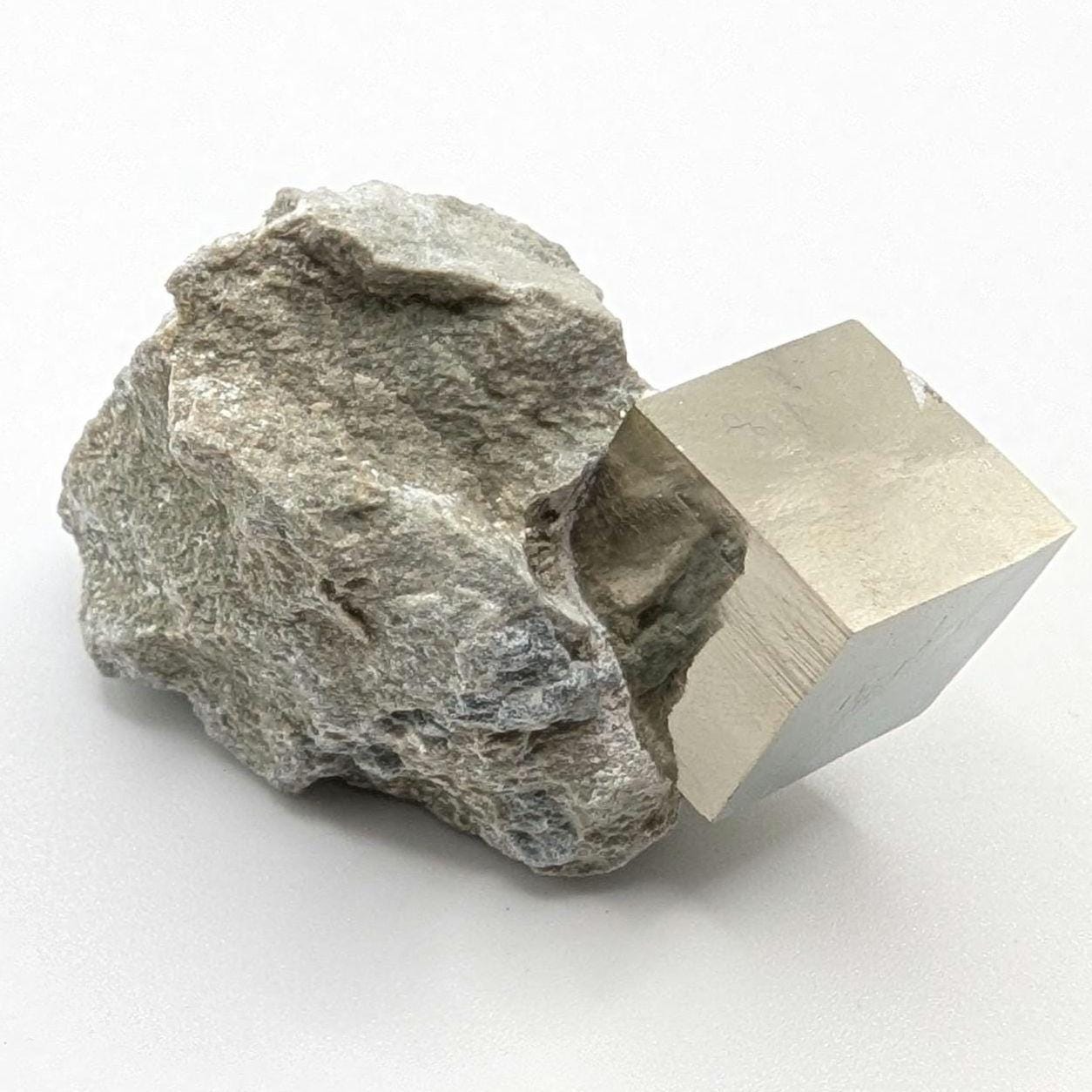 43g Pyrite Cube on Matrix - Navajun, Spain - Naturally Formed Cubic Pyrite from Spain - Natural Pyrite Mineral Specimen - Pyrite Crystal