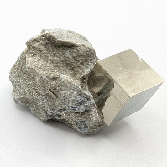 43g Pyrite Cube on Matrix - Navajun, Spain - Naturally Formed Cubic Pyrite from Spain - Natural Pyrite Mineral Specimen - Pyrite Crystal