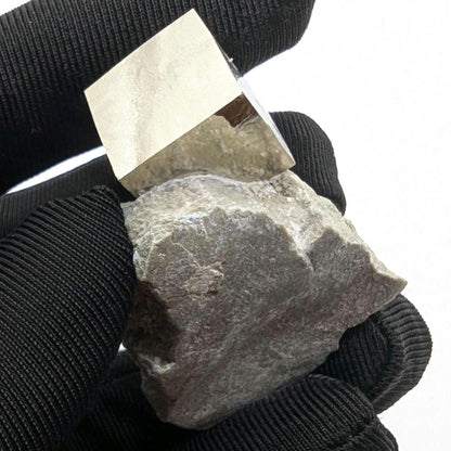 43g Pyrite Cube on Matrix - Navajun, Spain - Naturally Formed Cubic Pyrite from Spain - Natural Pyrite Mineral Specimen - Pyrite Crystal