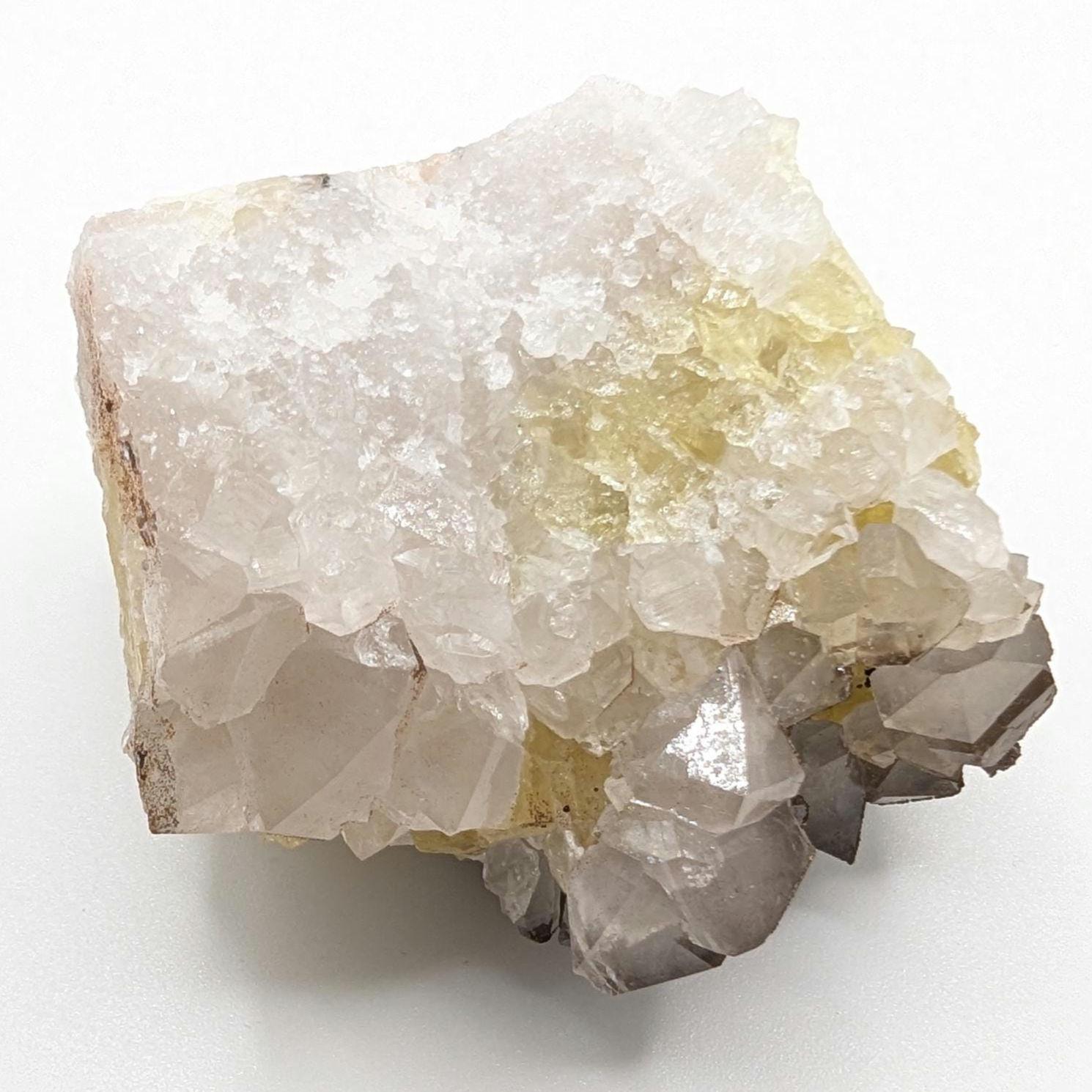 125 g Yellow Fluorite with Quartz - Sidi Ayad, Morocco - UV Reactive Fluorite Mineral Specimen