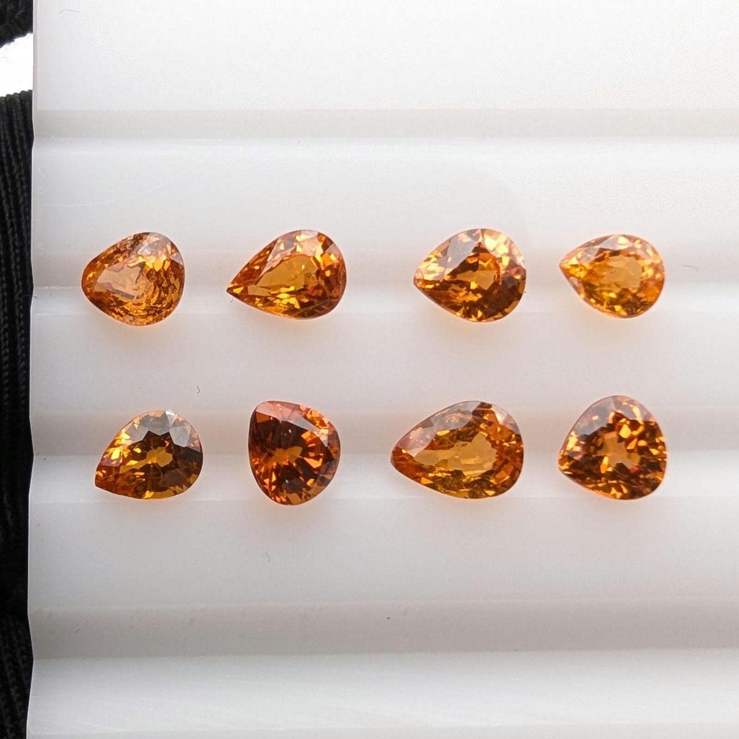 2.89 ct (8 pieces) Spessartine Garnet - Pear Shaped Faceted Gemstones - Mandarin Garnet Lot - Natural Untreated Cut Gemstones for Jewelry