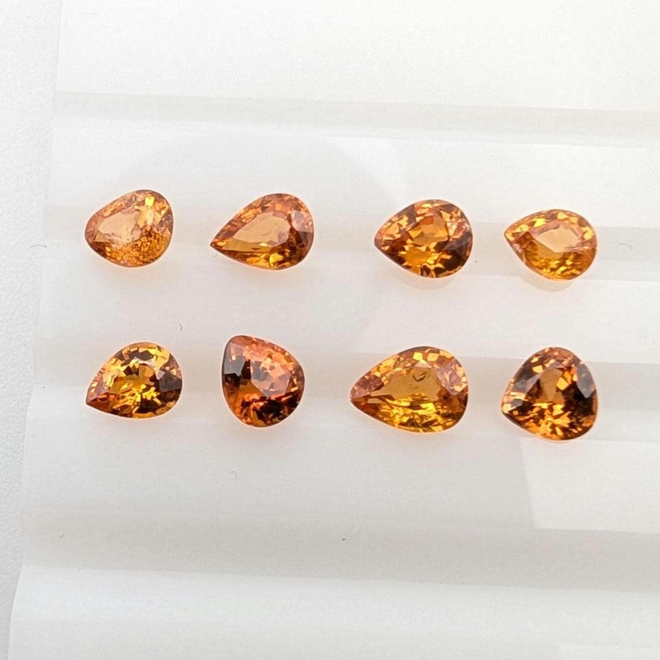 2.89 ct (8 pieces) Spessartine Garnet - Pear Shaped Faceted Gemstones - Mandarin Garnet Lot - Natural Untreated Cut Gemstones for Jewelry