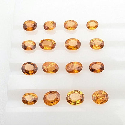 5.56 ct (16 pieces) Spessartine Garnet - Oval Shaped Faceted Gemstones - Mandarin Garnet Lot - Natural Untreated Cut Gemstones for Jewelry