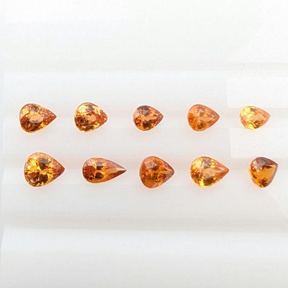 4.34 ct (10 pieces) Spessartine Garnet - Pear Shaped Faceted Gemstones - Mandarin Garnet Lot - Natural Untreated Cut Gemstones for Jewelry