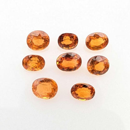 4.02 ct (8 pieces) Spessartine Garnet - Oval Shaped Faceted Gemstones - Mandarin Garnet Lot - Natural Untreated Cut Gemstones for Jewelry