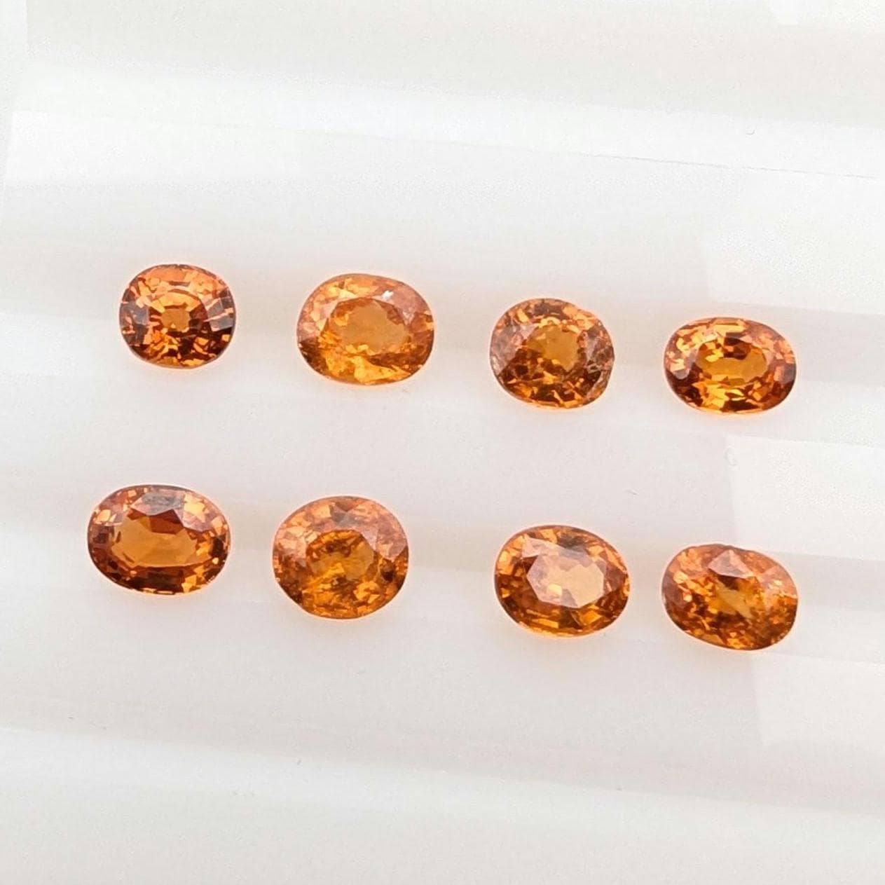 4.02 ct (8 pieces) Spessartine Garnet - Oval Shaped Faceted Gemstones - Mandarin Garnet Lot - Natural Untreated Cut Gemstones for Jewelry