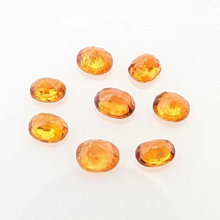 4.02 ct (8 pieces) Spessartine Garnet - Oval Shaped Faceted Gemstones - Mandarin Garnet Lot - Natural Untreated Cut Gemstones for Jewelry