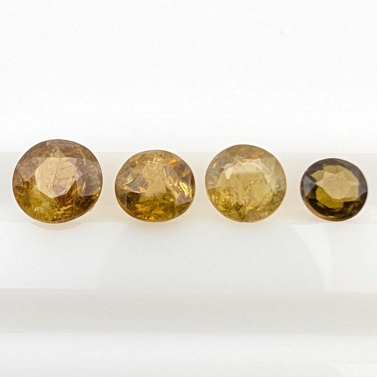 4.65 ct (4 pieces) Mali Garnet Faceted Stones - Yellow Mali Garnet Round Cut Gemstones - Grandite Garnet Gems - Mali, Africa