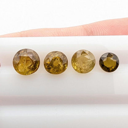 4.65 ct (4 pieces) Mali Garnet Faceted Stones - Yellow Mali Garnet Round Cut Gemstones - Grandite Garnet Gems - Mali, Africa