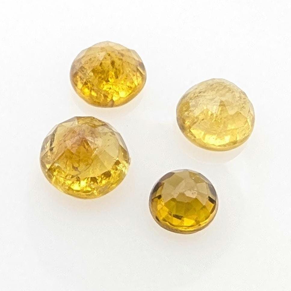 4.65 ct (4 pieces) Mali Garnet Faceted Stones - Yellow Mali Garnet Round Cut Gemstones - Grandite Garnet Gems - Mali, Africa