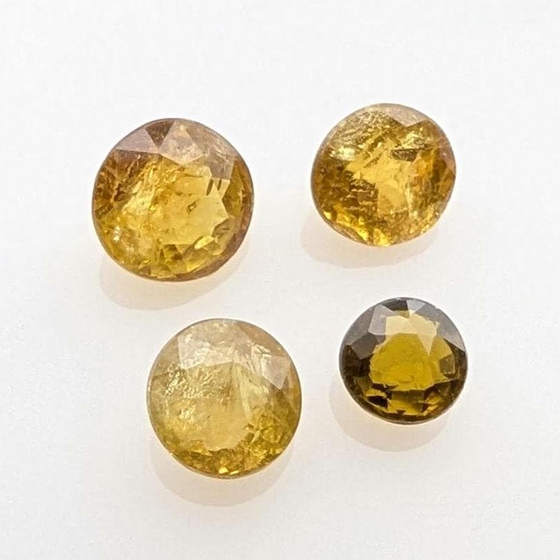 4.65 ct (4 pieces) Mali Garnet Faceted Stones - Yellow Mali Garnet Round Cut Gemstones - Grandite Garnet Gems - Mali, Africa