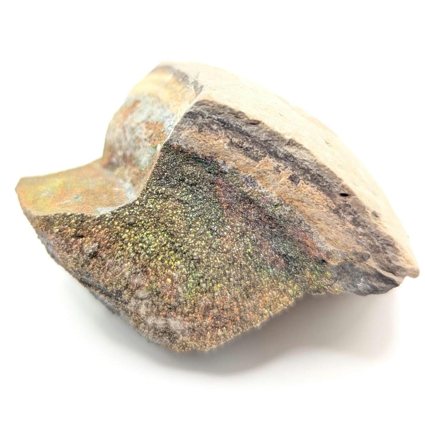 111g Iridescent Rainbow Pyrite on Sedimentary Concretion Matrix - Natural Rainbow Pyrite Crystal - Volga River, Ulyanovsk, Russia