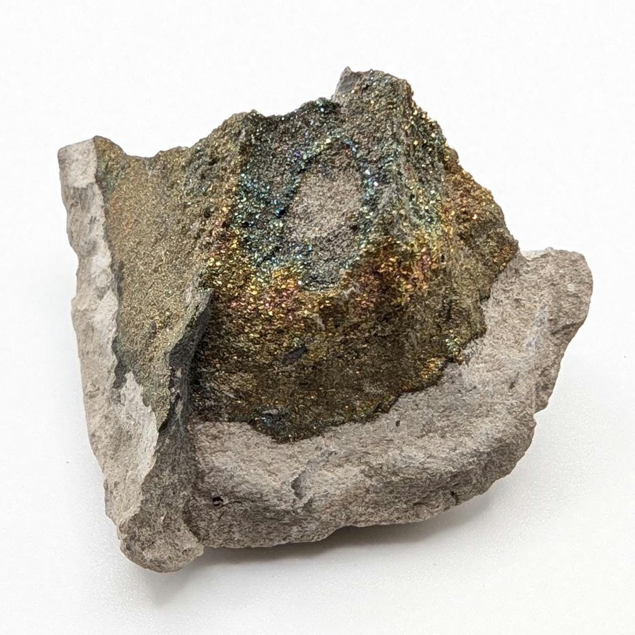 47g Iridescent Rainbow Pyrite on Sedimentary Concretion Matrix - Natural Rainbow Pyrite Crystal - Volga River, Ulyanovsk, Russia