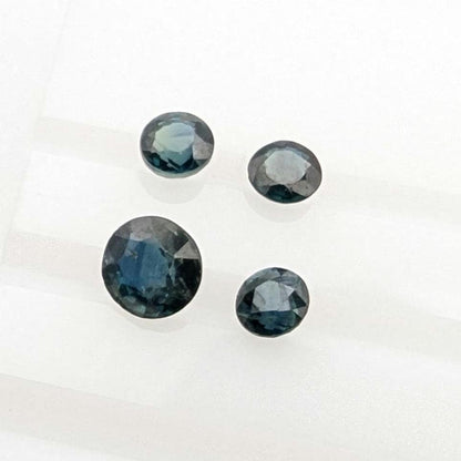 1.10 ct (4 pieces) Round Blue Sapphires - Brilliant Cut Sapphires - 3 to 4mm Sapphires - Loose Faceted Gemstones - Madagascar