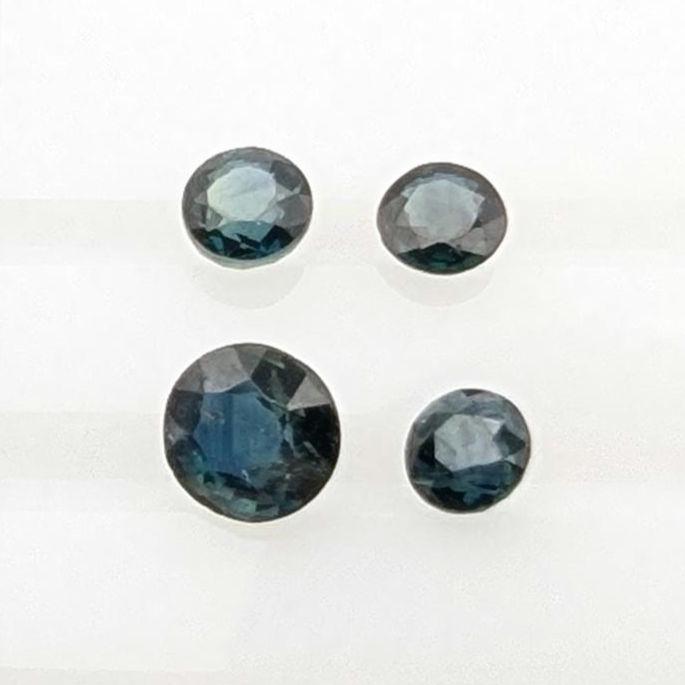 1.10 ct (4 pieces) Round Blue Sapphires - Brilliant Cut Sapphires - 3 to 4mm Sapphires - Loose Faceted Gemstones - Madagascar