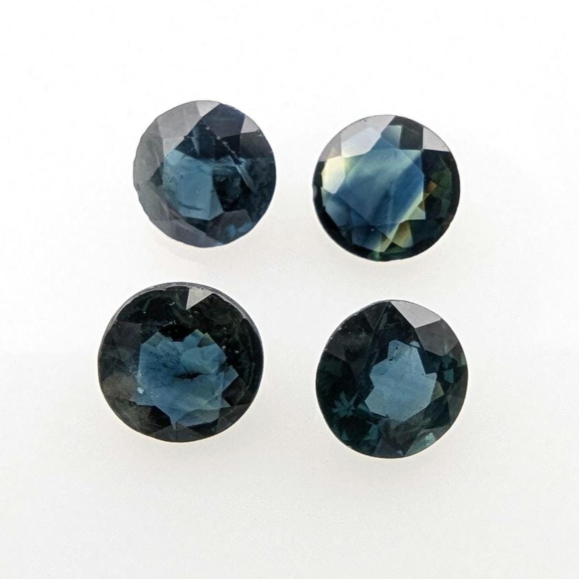 2.42 ct (4 pieces) Round Blue Sapphires - Brilliant Cut Sapphires - 5mm Sapphires - Loose Faceted Gemstones - Madagascar