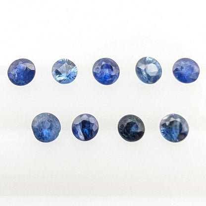 1.23 ct (9 pieces) Round Blue Sapphires - Brilliant Cut Sapphires - 3mm Sapphires - Loose Faceted Gemstones - Madagascar