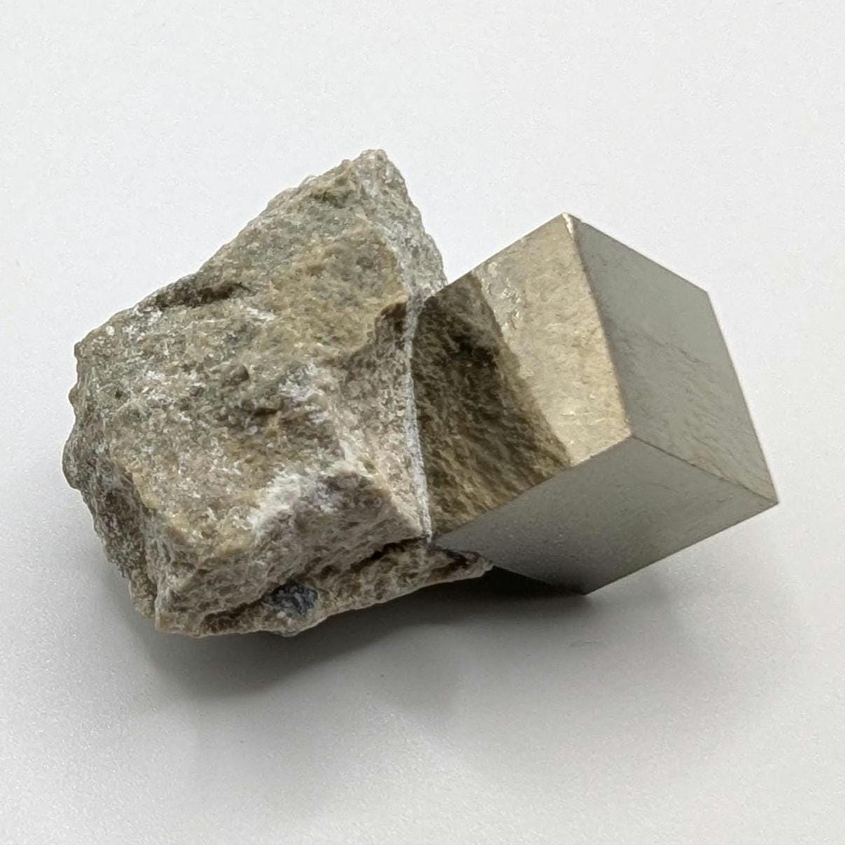 34g Pyrite Cube on Matrix - Navajun, Spain - Naturally Formed Cubic Pyrite from Spain - Natural Pyrite Mineral Specimen - Pyrite Crystal