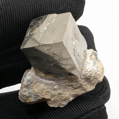 34g Pyrite Cube on Matrix - Navajun, Spain - Naturally Formed Cubic Pyrite from Spain - Natural Pyrite Mineral Specimen - Pyrite Crystal