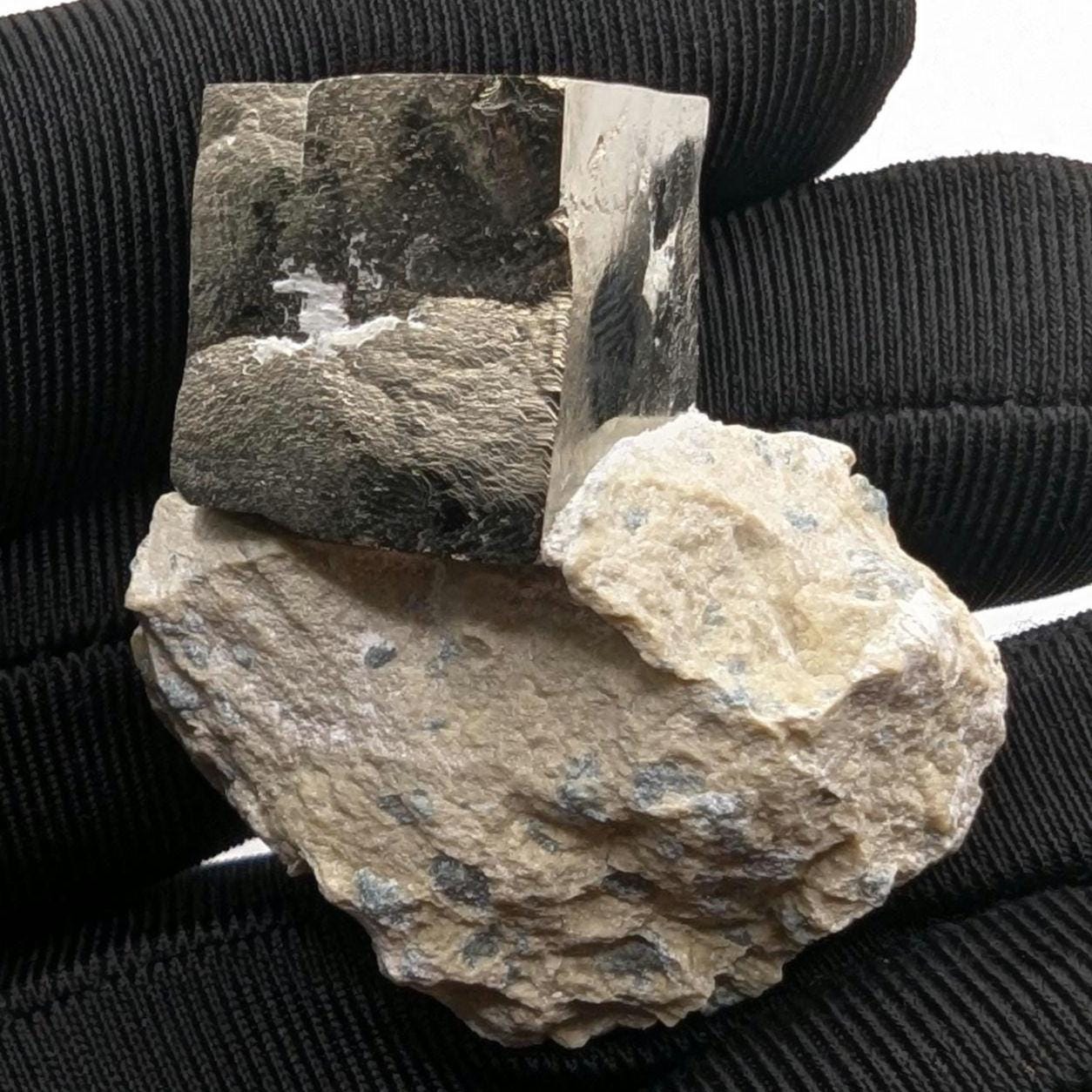 34g Pyrite Cube on Matrix - Navajun, Spain - Naturally Formed Cubic Pyrite from Spain - Natural Pyrite Mineral Specimen - Pyrite Crystal
