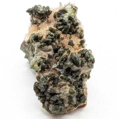 261g Natural Epidote with Quartz Crystals on Matrix - Imilchil, Morocco - Rough Green Epidote - Raw Mineral Specimen