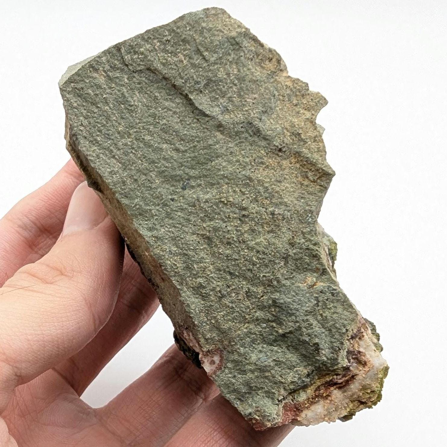 261g Natural Epidote with Quartz Crystals on Matrix - Imilchil, Morocco - Rough Green Epidote - Raw Mineral Specimen