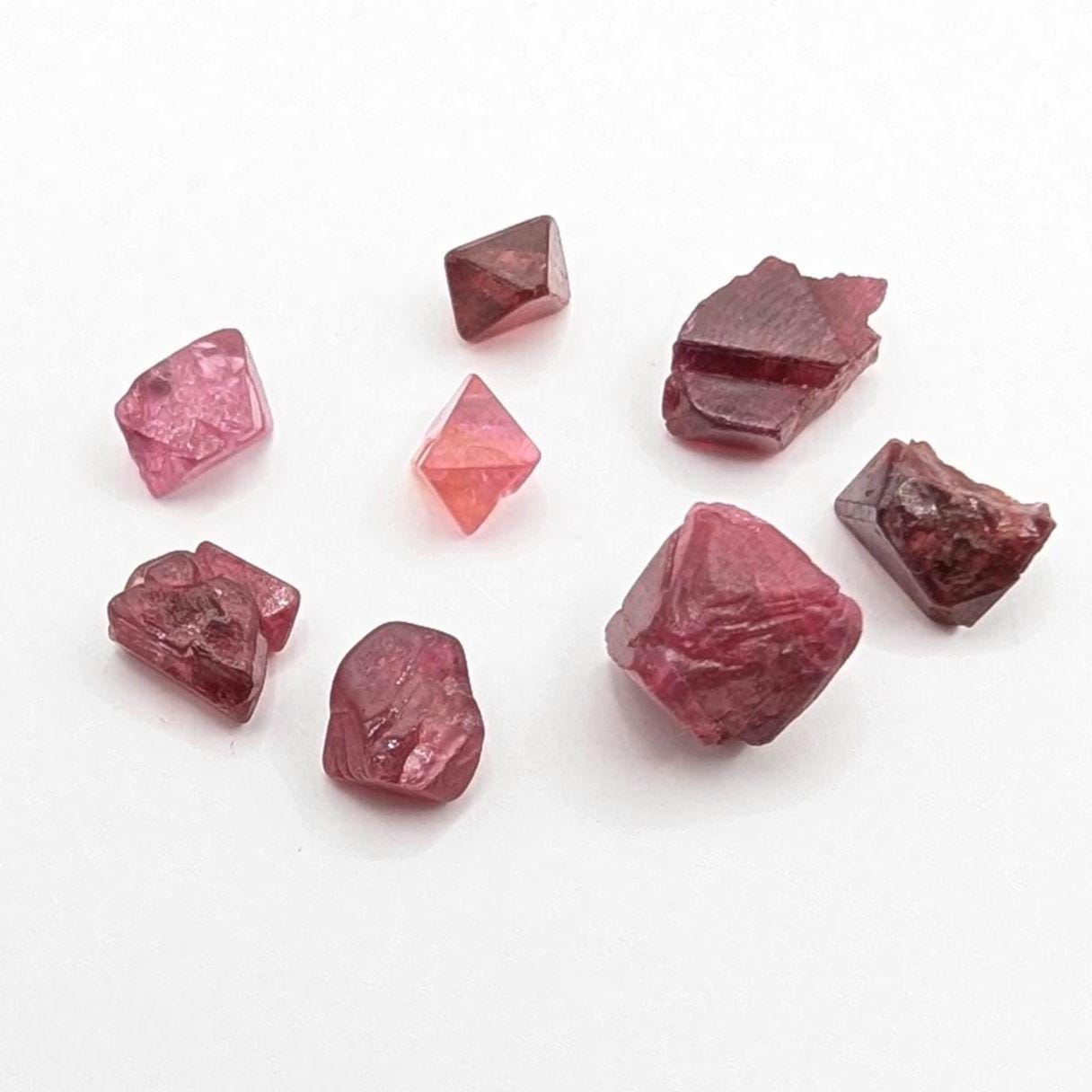 10 ct Lot of Red Spinel Crystals from Mogok, Myanmar - Natural Spinel Terminated Crystal Gemstone - Burmese Gemstones