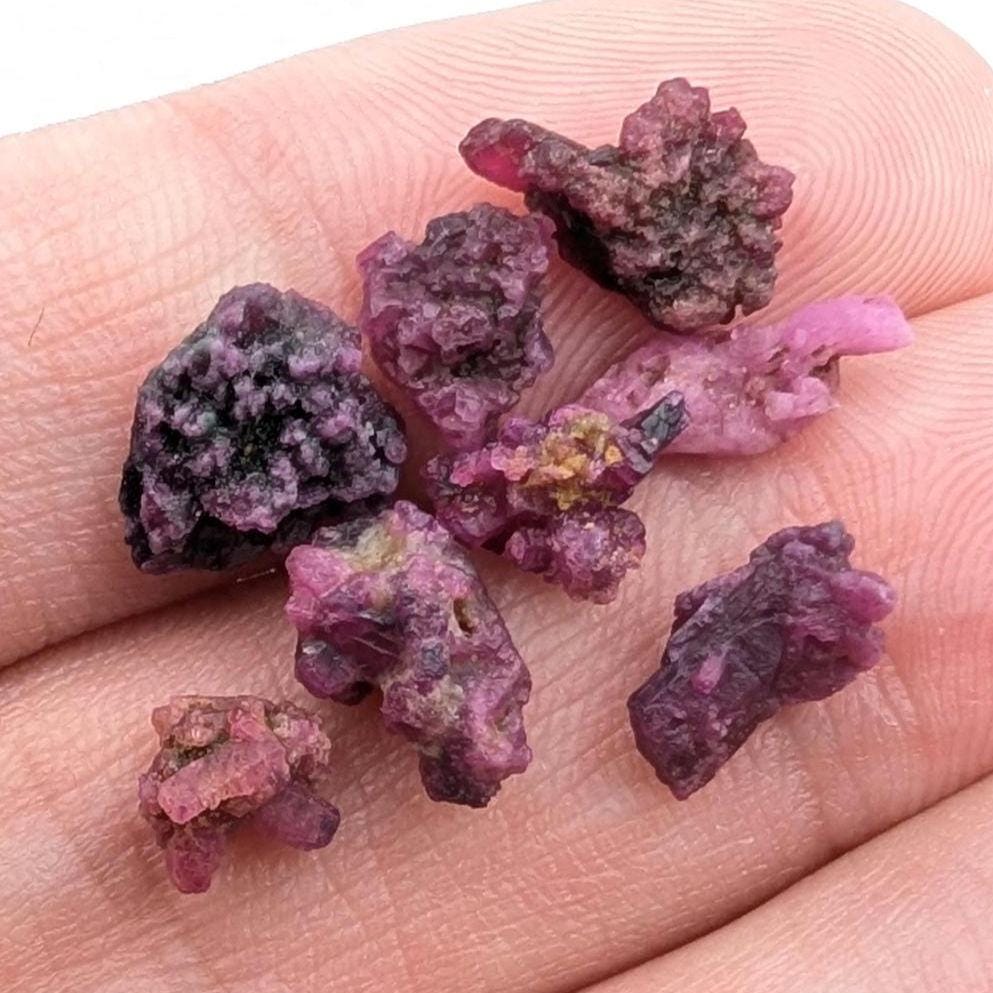 10 ct Lot of Ruby Crystals from Mogok, Myanmar - Natural Purple Pink Corundum Ruby Terminated Crystal Gemstone - Crystallized Ruby