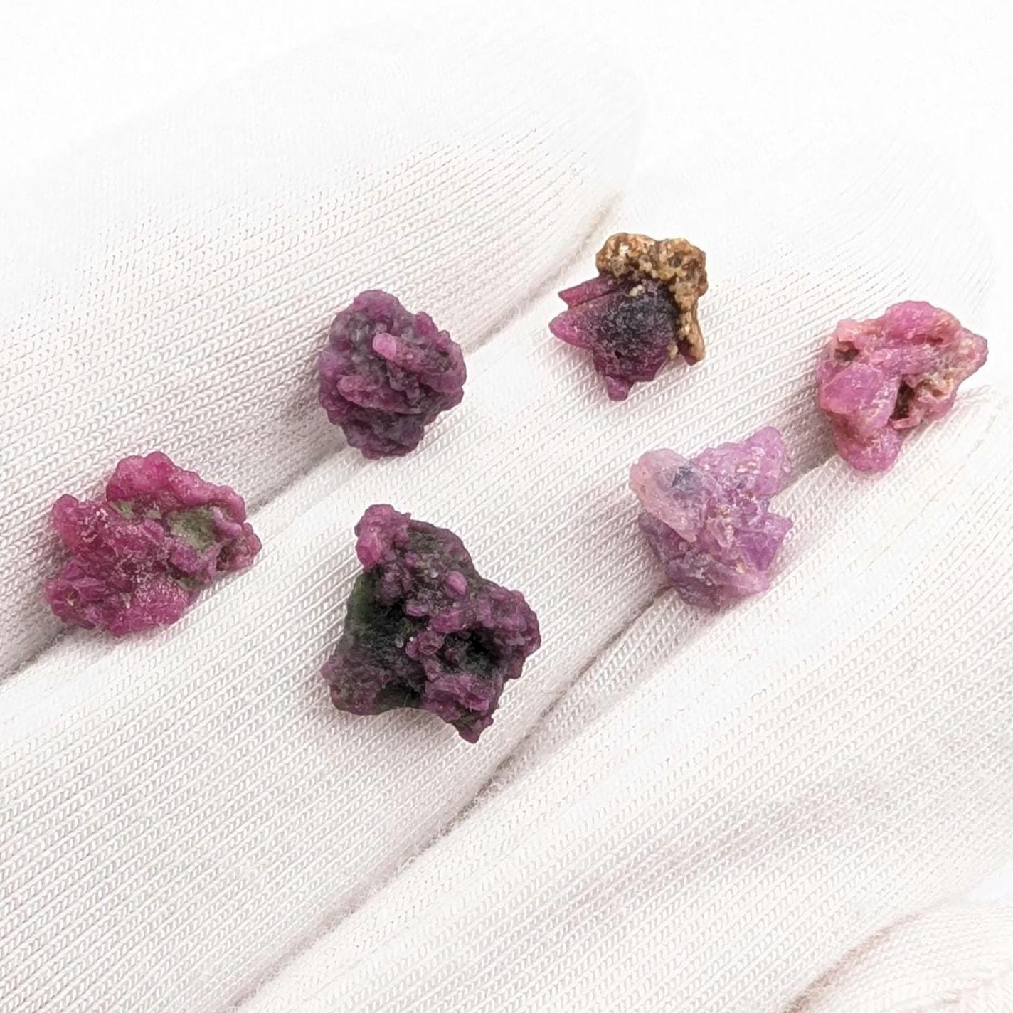 10 ct Lot of Ruby Crystals from Mogok, Myanmar - Natural Purple Pink Corundum Ruby Terminated Crystal Gemstone - Crystallized Ruby