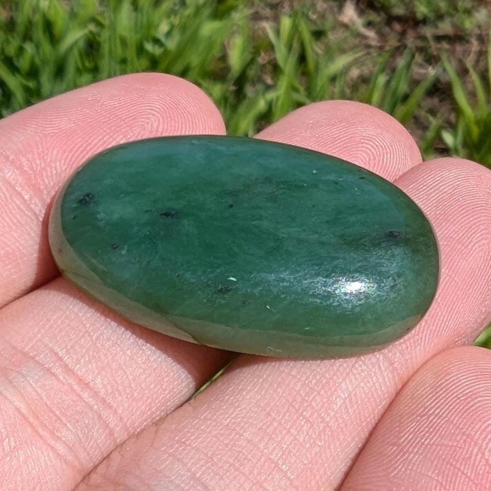 49 ct British Colombia Jade - Nephrite Jade Cabochon - Oval Cabochon from Lillooet, BC, Canada - Natural Untreated Canadian Green Jade