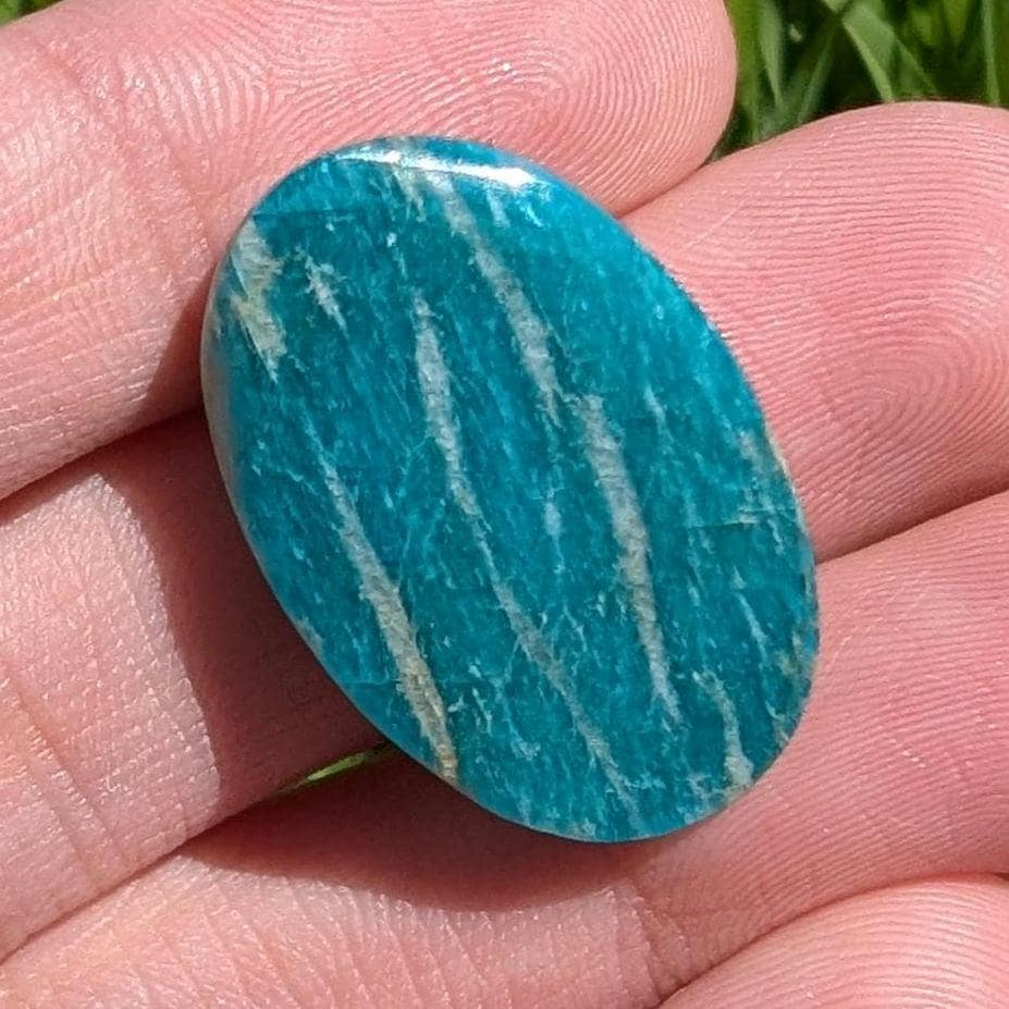 26 ct Quebec Amazonite - Rich Teal Green Amazonite Cabochon - Oval Cabochon from Lac Sairs, Quebec, Canada - Natural Untreated Gemstones