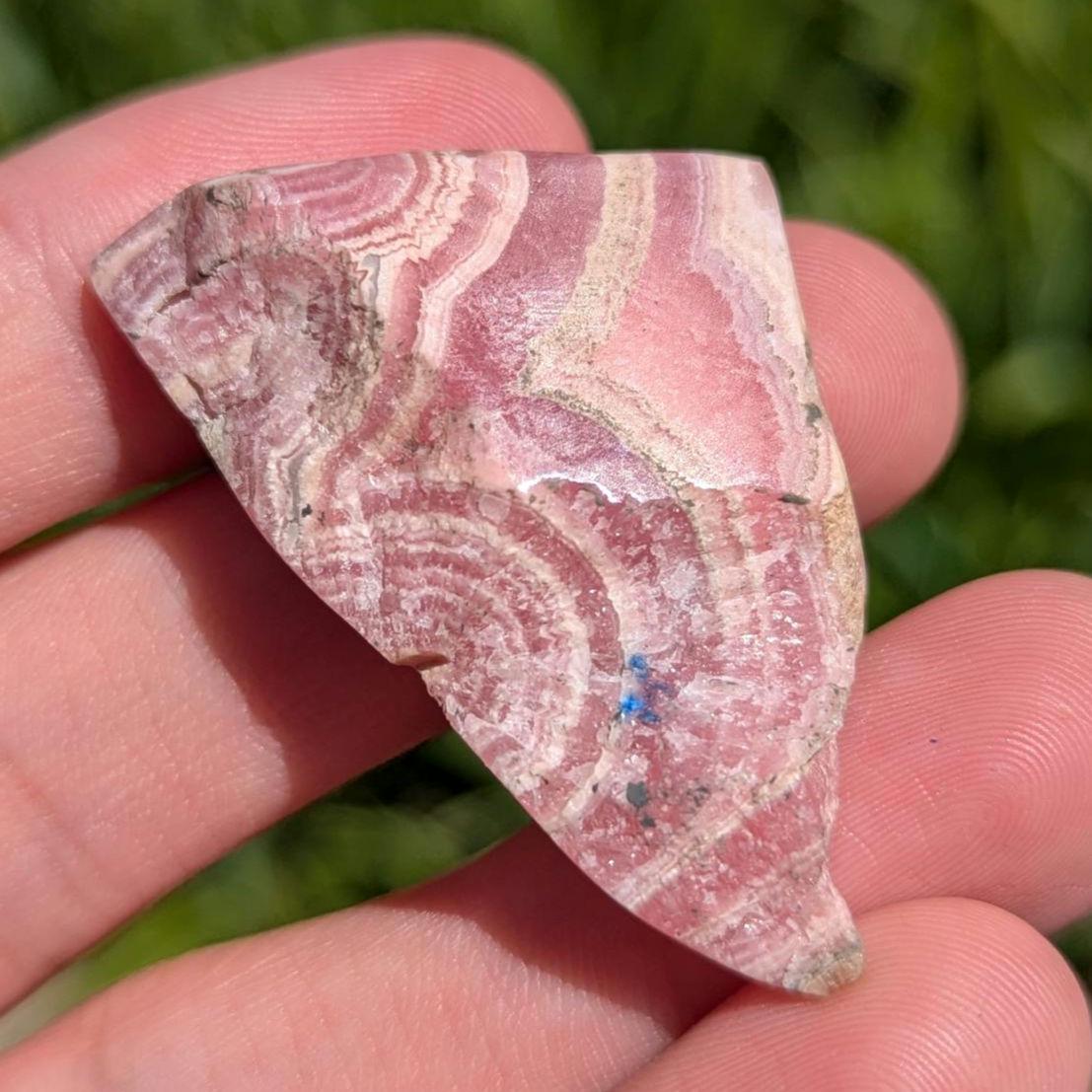 67 ct Polished Rhodochrosite Slab - Two Sides Polished Pink Rhodochrosite - Capillitas Mine, Andalgalá, Catamarca, Argentina - Raw Edge Slab
