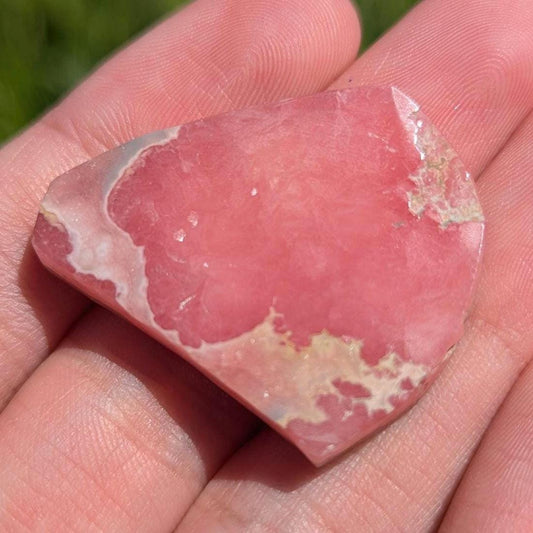 77 ct Polished Rhodochrosite Slab - Two Sides Polished Pink Rhodochrosite - Capillitas Mine, Andalgalá, Catamarca, Argentina - Raw Edge Slab