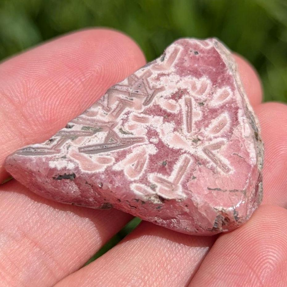 78 ct Polished Rhodochrosite Slab - Two Sides Polished Pink Rhodochrosite - Capillitas Mine, Andalgalá, Catamarca, Argentina - Raw Edge Slab