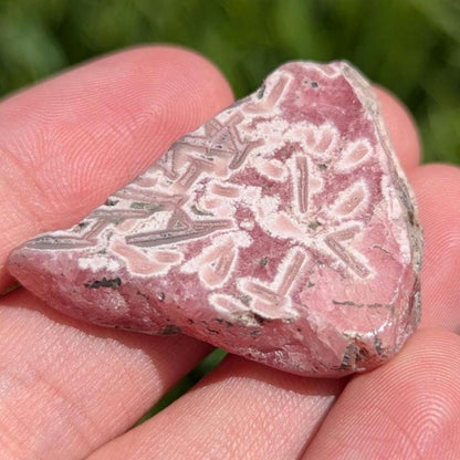 78 ct Polished Rhodochrosite Slab - Two Sides Polished Pink Rhodochrosite - Capillitas Mine, Andalgalá, Catamarca, Argentina - Raw Edge Slab