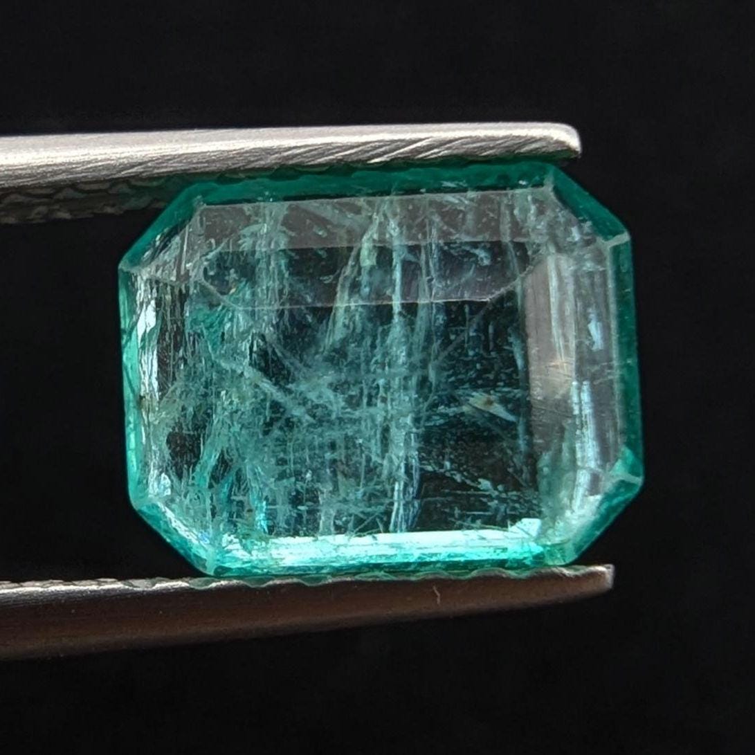 1.66ct Natural Emerald - Zambian Emerald with Minor Oil - Green Emerald from Zambia - Loose Octagon Cut Emerald - Faceted Loose Gemstone
