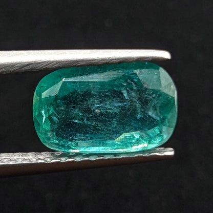 1.31ct Natural Emerald - Zambian Emerald with Minor Oil - Green Emerald from Zambia - Loose Cushion Cut Emerald - Faceted Loose Gemstone