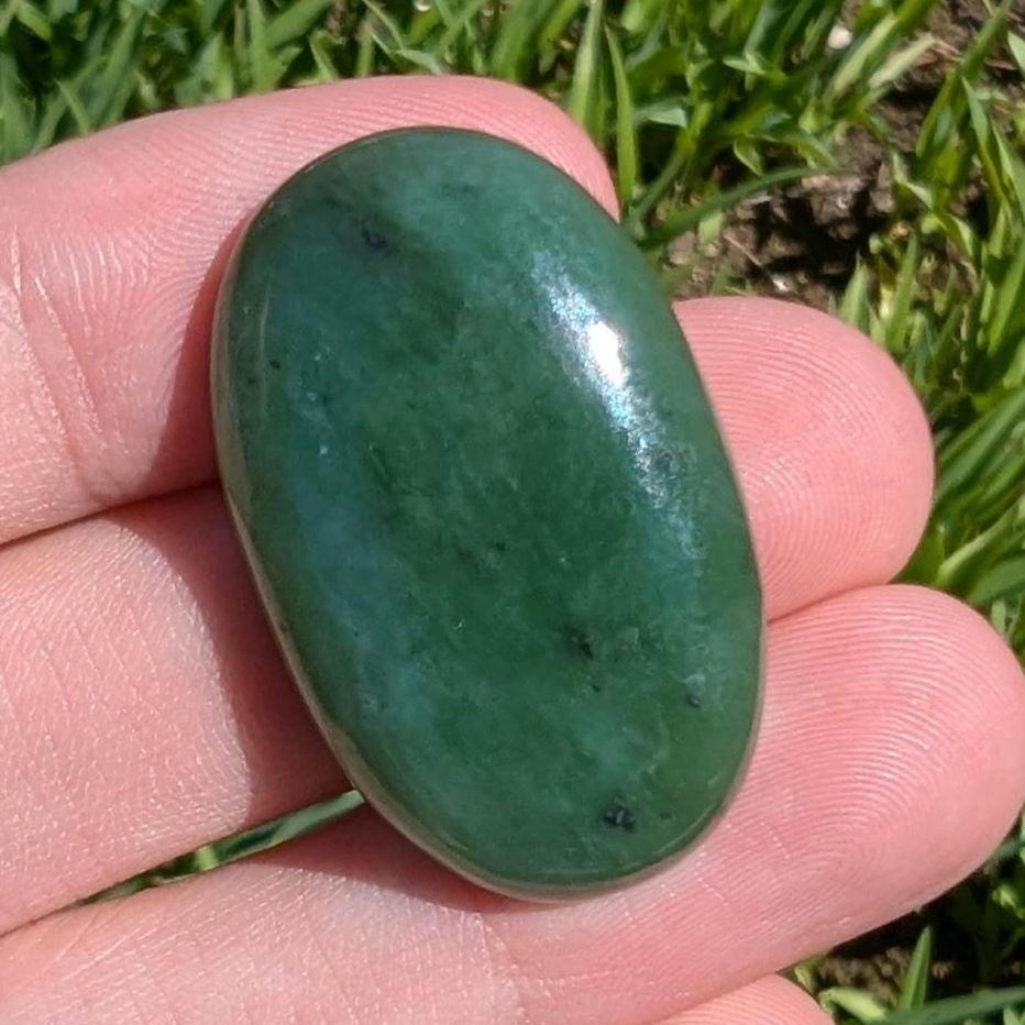 49 ct British Colombia Jade - Nephrite Jade Cabochon - Oval Cabochon from Lillooet, BC, Canada - Natural Untreated Canadian Green Jade