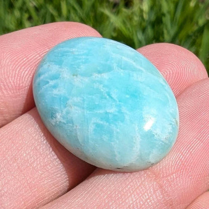 28 ct Quebec Amazonite - Light Teal Green Amazonite Cabochon - Oval Cabochon from Lac Sairs, Quebec, Canada - Natural Untreated Gemstones