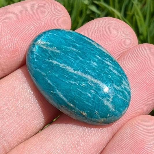 26 ct Quebec Amazonite - Rich Teal Green Amazonite Cabochon - Oval Cabochon from Lac Sairs, Quebec, Canada - Natural Untreated Gemstones