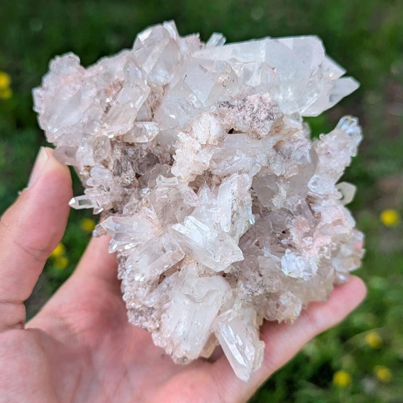 848g Natural Pink Quartz - Lithium Coated Quartz Crystal - Bolivar, Colombia - Pink Quartz Cluster - Crystallized Lemurian Quartz Specimen