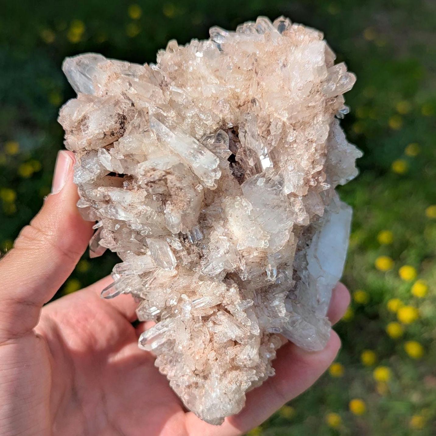 848g Natural Pink Quartz - Lithium Coated Quartz Crystal - Bolivar, Colombia - Pink Quartz Cluster - Crystallized Lemurian Quartz Specimen