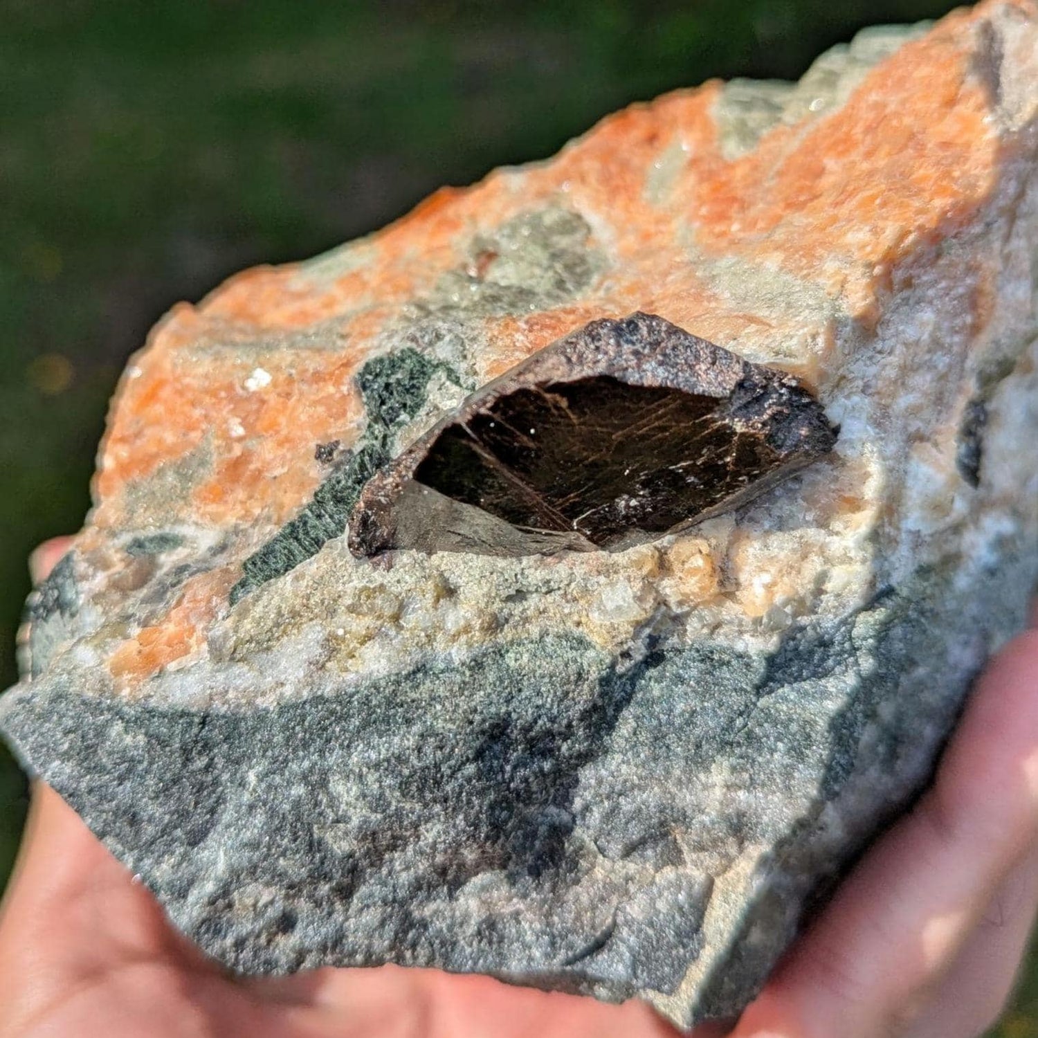 3.36 kg Rare Titanite Crystals in Orange Calcite with Fluorapatite - Yates Mine, Otter Lake, Quebec, Canada - Natural Large Mineral Specimen