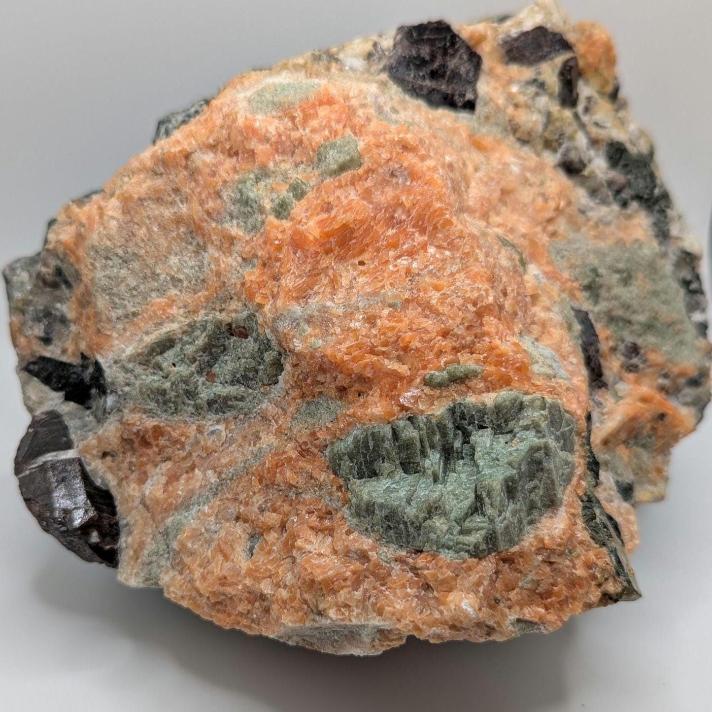 3.36 kg Rare Titanite Crystals in Orange Calcite with Fluorapatite - Yates Mine, Otter Lake, Quebec, Canada - Natural Large Mineral Specimen