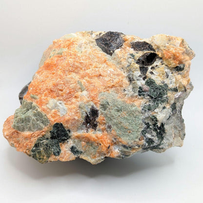3.36 kg Rare Titanite Crystals in Orange Calcite with Fluorapatite - Yates Mine, Otter Lake, Quebec, Canada - Natural Large Mineral Specimen